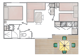 Plan du mobil Home SINAGO Camping Ker Eden Larmor Baden 